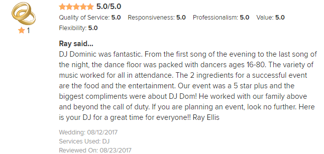 EliteEntertainment_WeddingWireReview_NJWedding_DominicSestito 2017 8-12-17