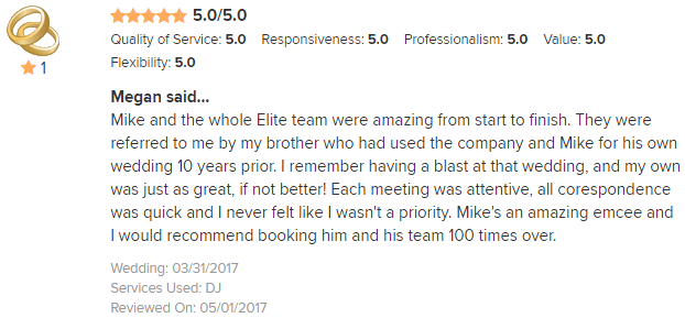 EliteEntertainment_WeddingWireReview_NJWedding_MikeWalter 2017 3-31-17