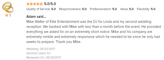 EliteEntertainment_WeddingWireReview_NJWedding_MikeWalter 2017 5-20-17