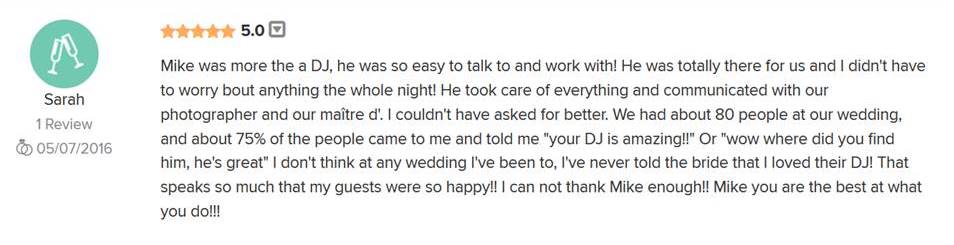 Mike Walter Wedding Wire Review 5_7-16