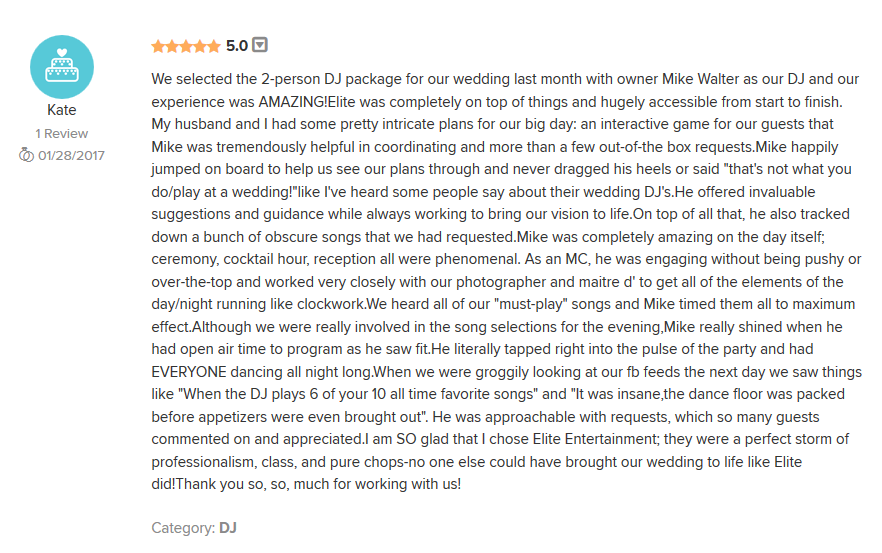 EliteEntertainment_WeddingWireReview_NJWedding_MikeWalter