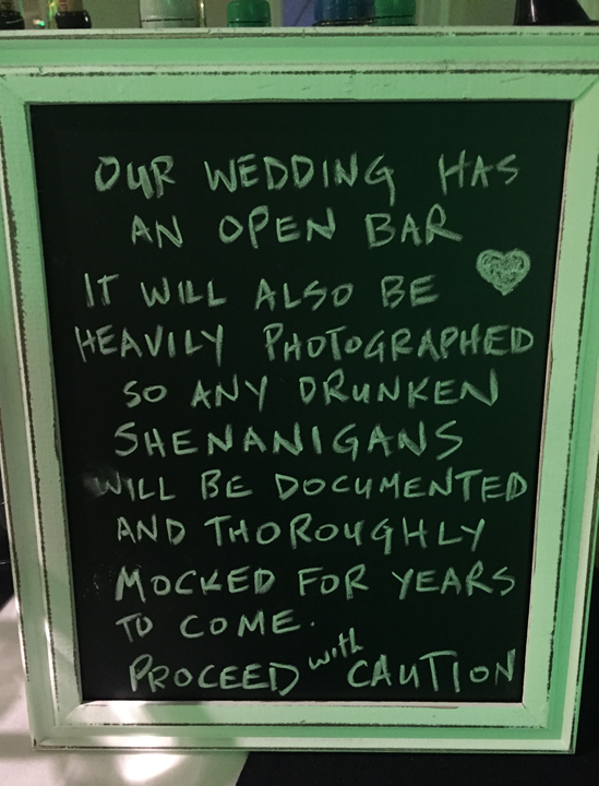Loved the sign at the bar!