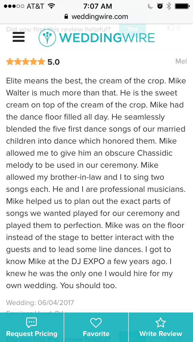 Mel was very nice to offer me this great wedding wire review