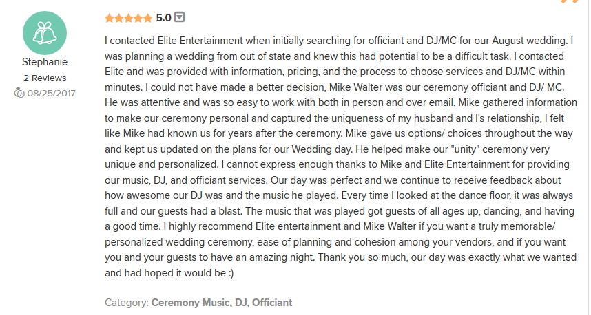 EliteEntertainment_WeddingWireReview_NJWedding_MikeWalter