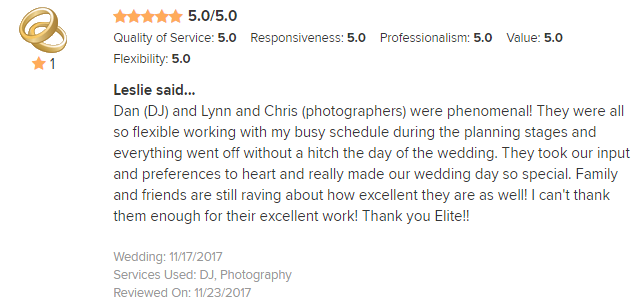 EliteEntertainment_WeddingWireReview_NJWedding_Dan Fumosa (and Lynn and Chris) 2017 11-17-17