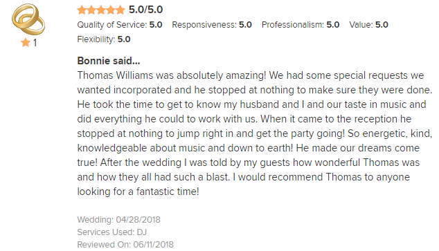 EliteEntertainment_WeddingWireReview_NJWedding_ThomasWilliams 2018 4-28-18