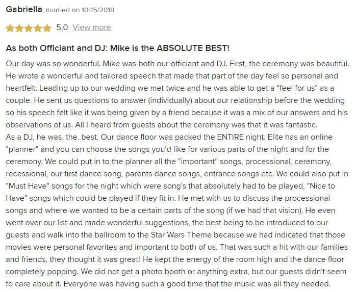 EliteEntertainment_WeddingWireReview_NJWedding_MikeWalter 2018 10-15-18