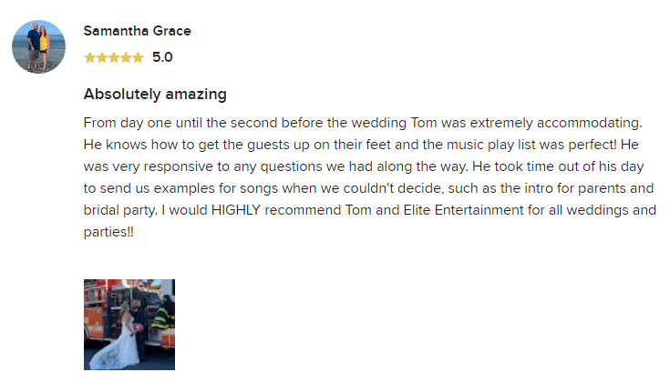 EliteEntertainment_WeddingWireReview_NJWedding_TomMonaco 2019 11-14-2019 review2